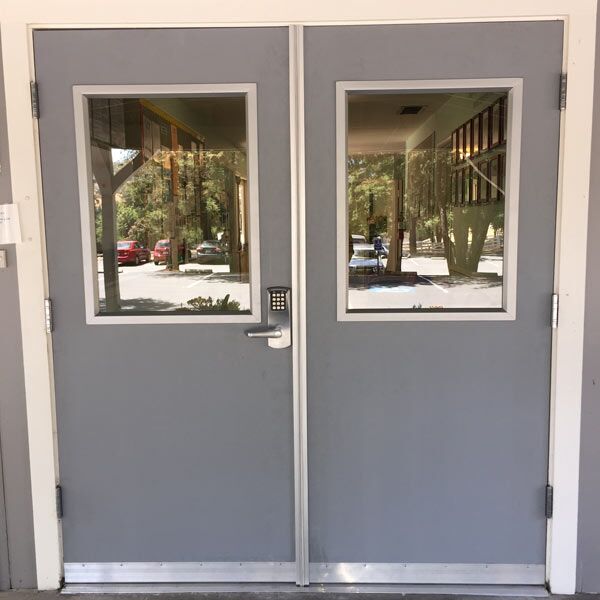 Double exterior door replacement with keypad ACS installation